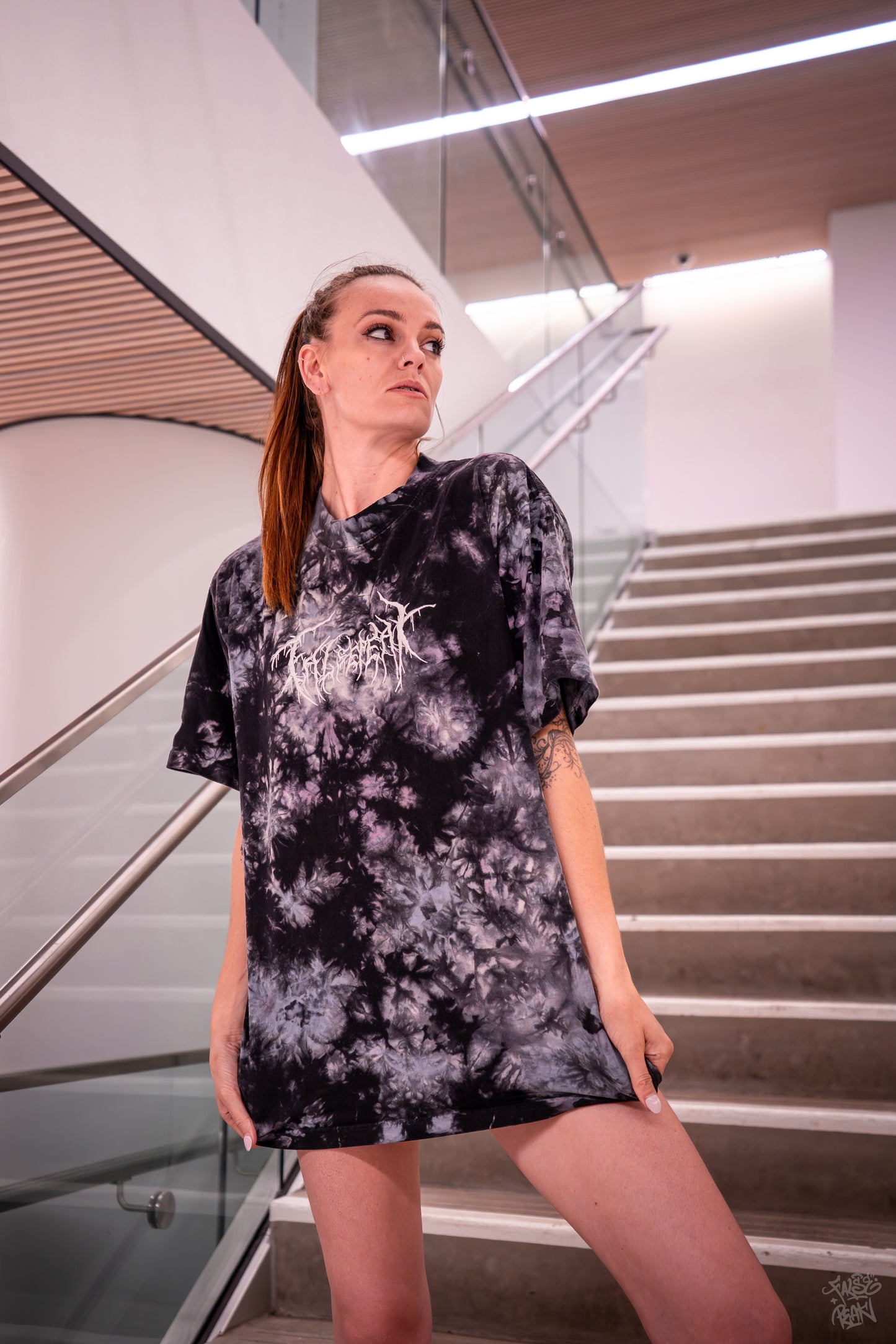 Oversized Metal Logo tie-dye t-shirt